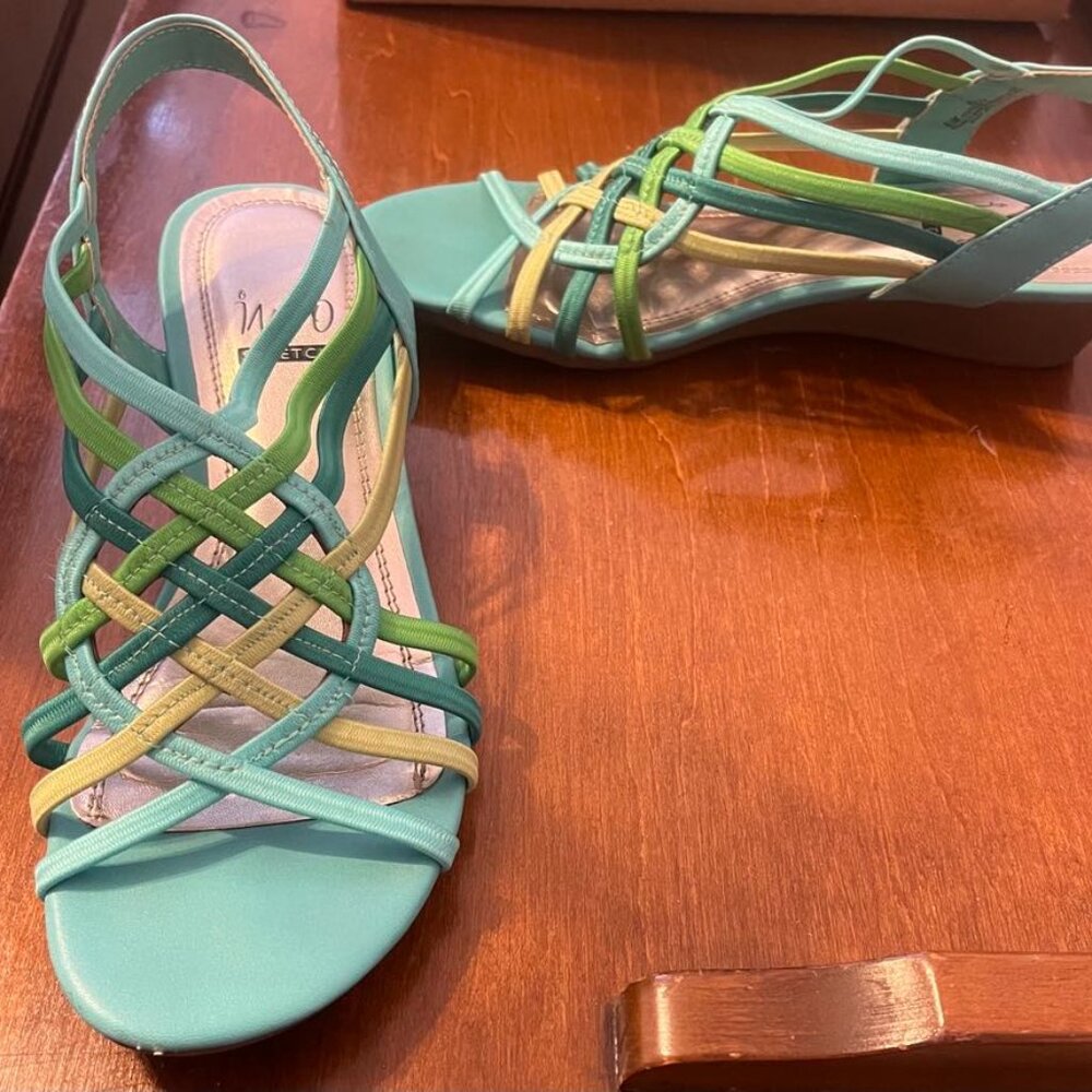 Impo Strappy Wedge Sandal Aqua/green 6.5